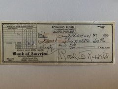 Rosalind Russell signed check
