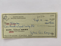 Sylvia Fine Kaye signed check