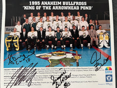 1995 Anaheim Bullfrogs signed team photo