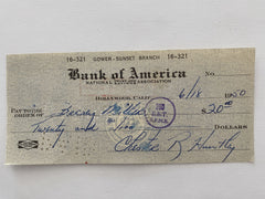 Chester Huntley signed check