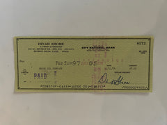 Dinah Shore signed check