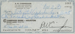 Astronaut Walter Cunningham signed check
