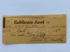 Chester Huntley signed check