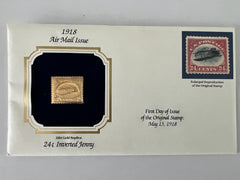 1918 24 cent Inverted Jenny 22kt gold stamped FDC
