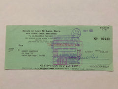 Sue Carol Ladd signed check