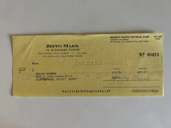 Zeppo Marx signed check