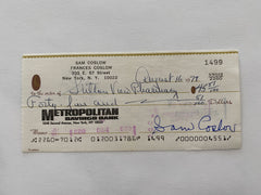 Sam Coslow signed check