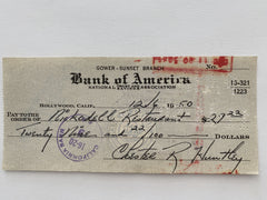 Chester Huntley signed check