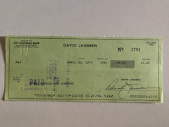 David Janssen signed check