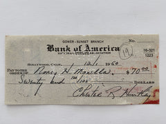 Chester Huntley signed check