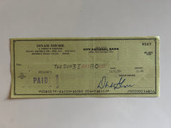 Dinah Shore signed check