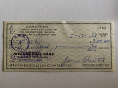 Joan Hunter signed check
