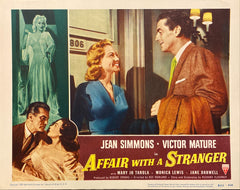 Jean Simmons and Victor Mature "Affair with a Stranger" Lobby Card