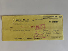 Zeppo Marx signed check
