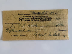 Cornel Wilde signed check