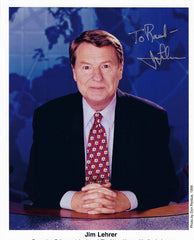 PBS announcer Jim Lehrer signed photo