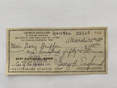 George Englund signed check