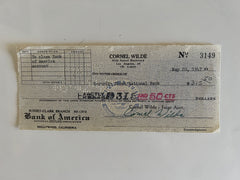 Cornel Wilde signed check