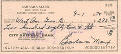 Barbara Marx signed check - Check