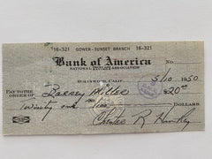 Chester Huntley signed check