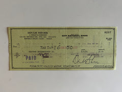 Dinah Shore signed check