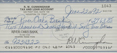 Astronaut Walter Cunningham signed check