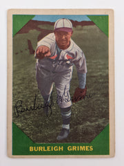 Burleigh Grimes Signed Baseball Trading Card - Fleer Baseball Greats #59 1960