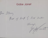 The Real Genius' Gabe Jarret signed note