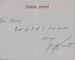 The Real Genius' Gabe Jarret signed note