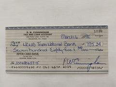 Walter Cunningham signed check