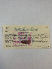 MLB superstar Rollie Fingers signed check