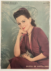 Sunday News 1942 Olivia de Havilland newspaper cover