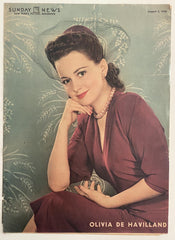 Sunday News 1942 Olivia de Havilland newspaper cover