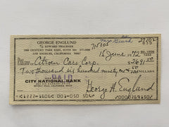 George Englund signed check