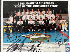 1995 Anaheim Bullfrogs signed team photo