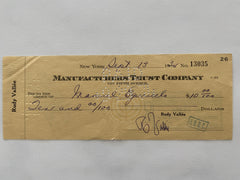 Rudy Vallee signed check