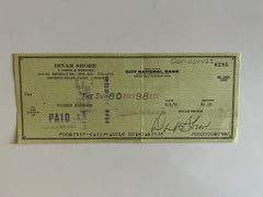 Dinah Shore signed check