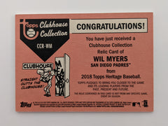Wil Myers Baseball Trading Card with Game Worn Jersey Swatch - Topps Heritage Clubhouse Collection #CCR-WM 2018
