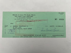Sue Carol Ladd signed check