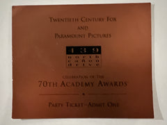 Original Admission Ticket to 70th Annual Academy Awards Party at 439 North Canon Drive