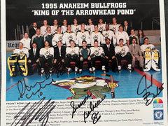 1995 Anaheim Bullfrogs signed team photo
