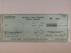 Bob Newhart signed check