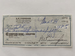 Walter Cunningham signed check