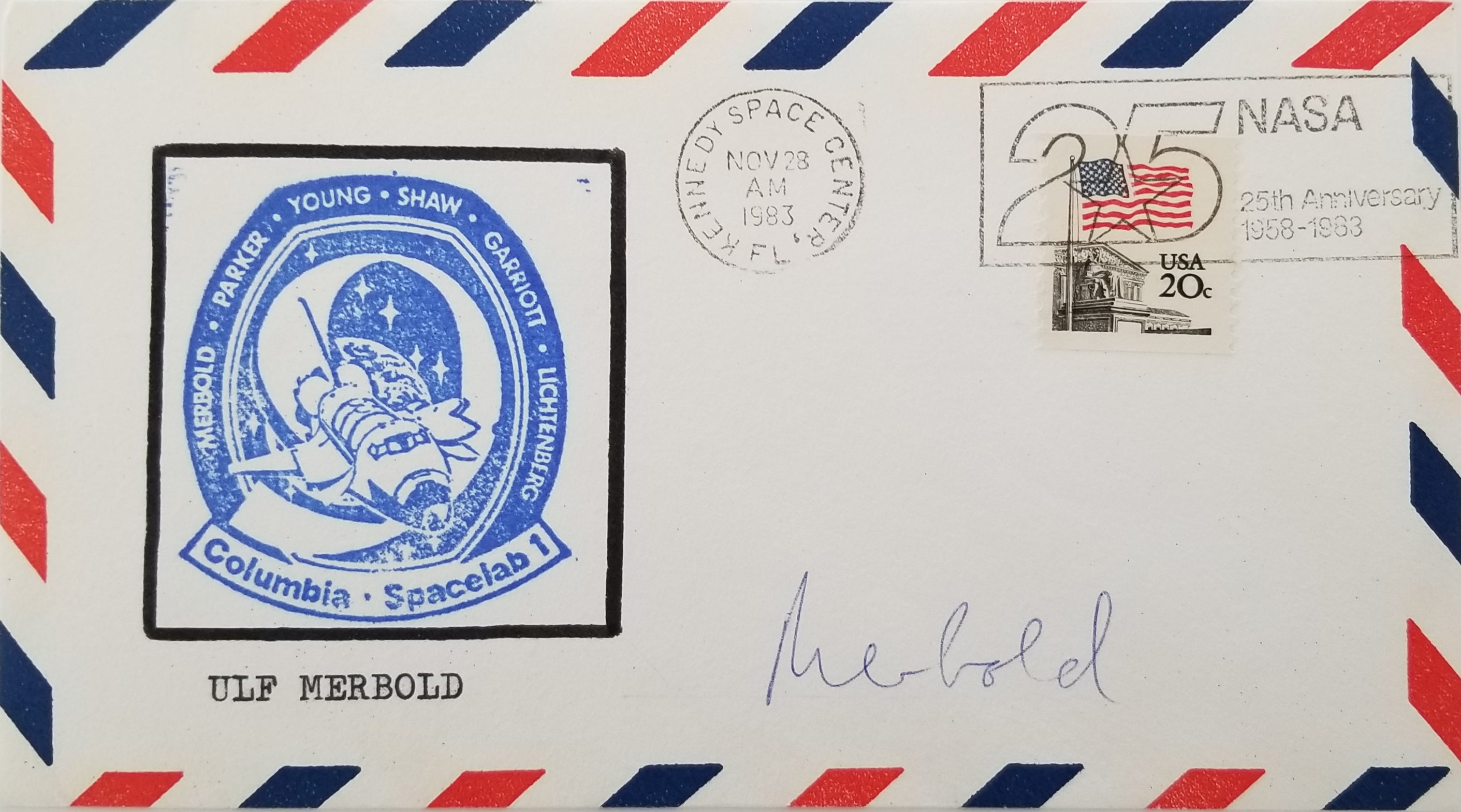 Ulf Merbold signed Columbia Spacelab 1 envelope
