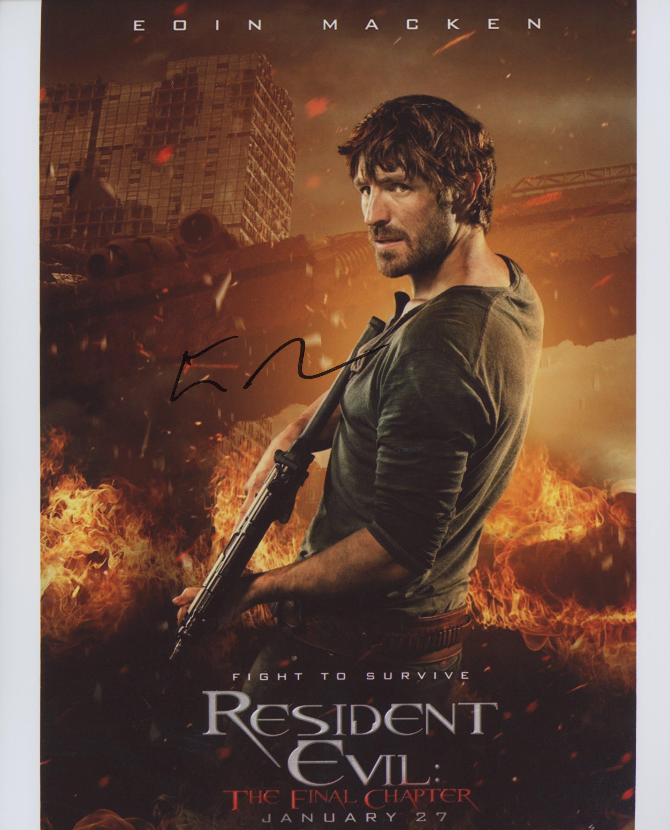 Eoin Macken signed "Resident Evil: The Final Chapter" movie photo