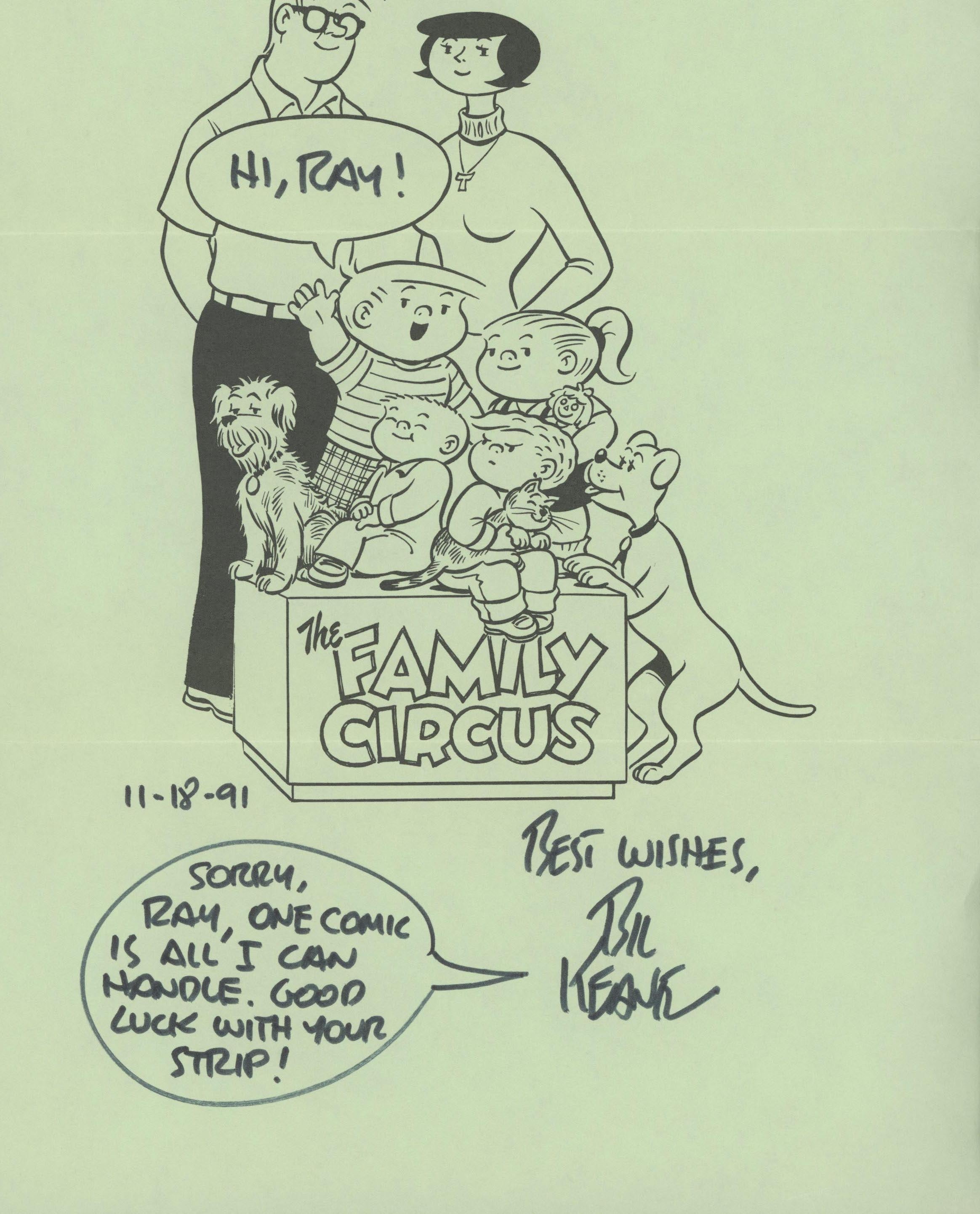 Bill Keane signed "Family Circus" flyer