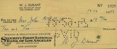 The Story of Civilization Author Will Durant signed check