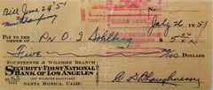 Football Coach Clark Shaughnessy double signed check