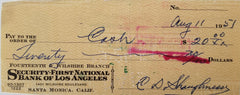 Football Coach Clark Shaughnessy double signed check