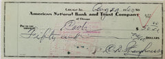Football Coach Clark Shaughnessy signed check